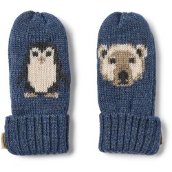 Wheat Strik Luffer Junior Jaquard Mittes Towsi Blue