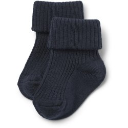 Wheat Sokker Uld 2-pak Ziggy Rib Navy 