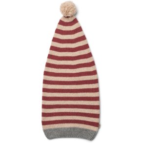 Wheat Strikket Nissehue Christmas Red Stripe