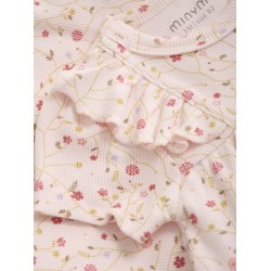 Minymo Kjolebody SS AOP Rib Pink Dogwood