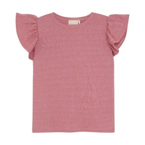 Minymo T-shirt SS Glitter Rib Azalea Pink