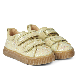 Angulus Sneakers Sko Velcro Lys gul Glitter
