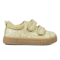 Angulus Sneakers Sko Velcro Lys gul Glitter