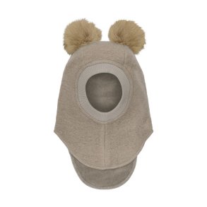HUTTEliHUT Elefanthue Uld 2-lags Balaclava Alpaca Pompoms Camel Melange