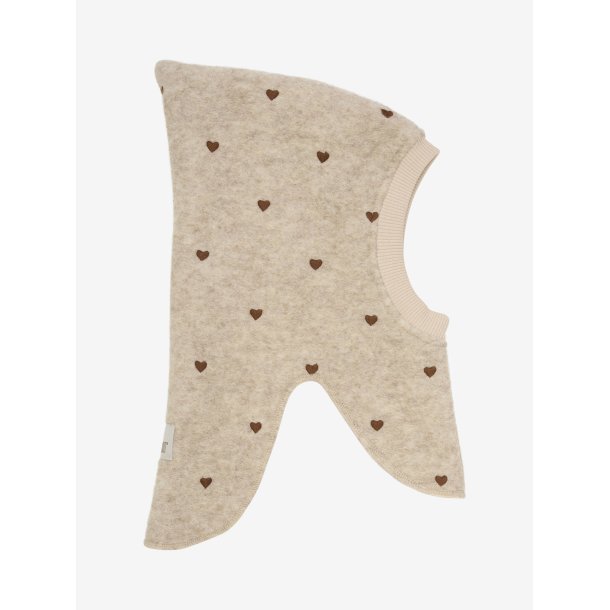 HUTTEliHUT Elefanthue Uld Balaclava Hjerter Sand Melange