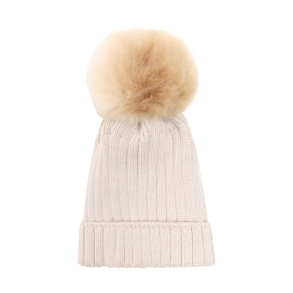 HUTTEliHUT Hue Uld Strik m. Alpaca Pompom Sand Melange