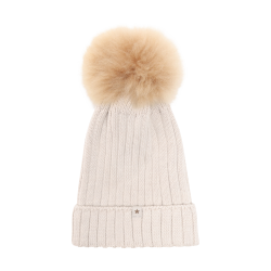 HUTTEliHUT Hue Uld Strik m. Alpaca Pompom Sand Melange