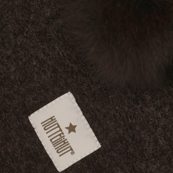 HUTTEliHUT Elefanthue Uld Balaclava Alpaca Pompoms Dark Brown Melange