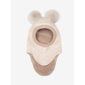 HUTTEliHUT Elefanthue Uld Balaclava Alpaca Pompoms Sand Melange