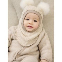 HUTTEliHUT Elefanthue Uld Balaclava Alpaca Pompoms Sand Melange