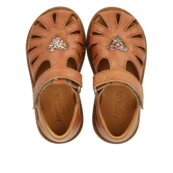 Angulus Sandal med Glitterhjerte Tan