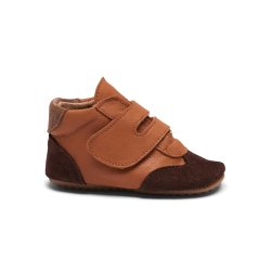 Pom Pom hjemmesko Sneaker Velcro Camel/Dark Brown