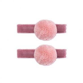 Bow's by Str PomPom Clips 2-pak Velvet Antique Rose