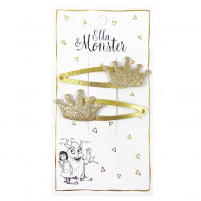 Ella & Monster Hrspnde Glitter Gold Crown 2 stk.