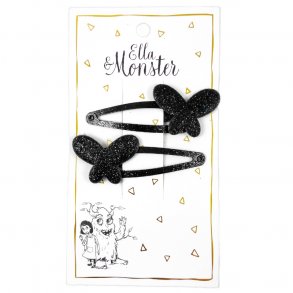 Ella & Monster Hrspnde Glitter Butterfly Black 2 stk.