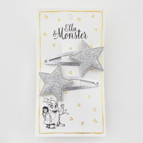 Ella & Monster Hrspnde Silver Glitter Star 2 stk.