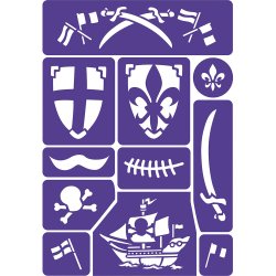 Grim'Tout Stencil til teatersminke - Ridder &amp; Pirat