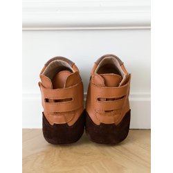 Pom Pom hjemmesko Sneaker Velcro Camel/Dark Brown