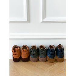 Pom Pom hjemmesko Sneaker Velcro Camel/Dark Brown