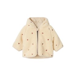 Lil' Atelier Jakke Baby Nalo Hjerter Sherpa Loose Sand Shell  