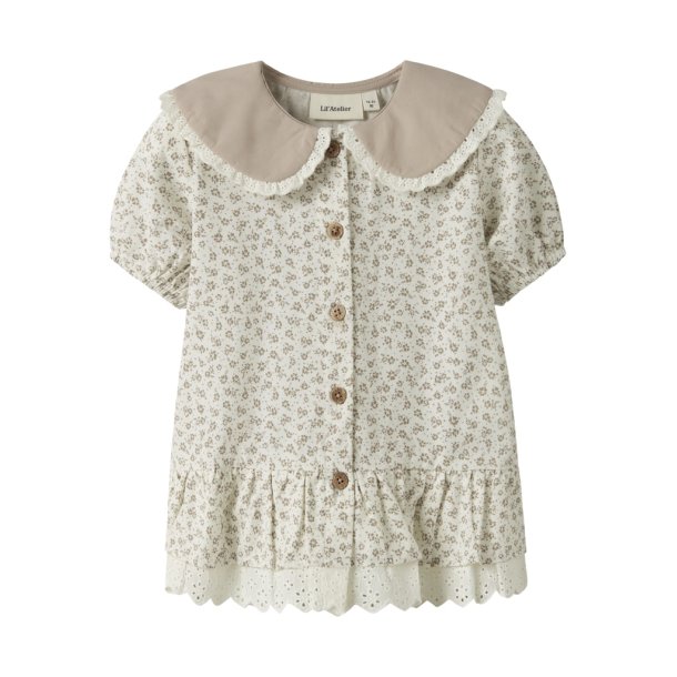 Lil' Atelier Skjorte Mini SS Fjola Loose Coconut Milk