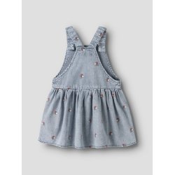 Lil' Atelier Kjole Mini SL Funda Emb Medium Blue Denim