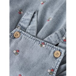 Lil' Atelier Kjole Mini SL Funda Emb Medium Blue Denim