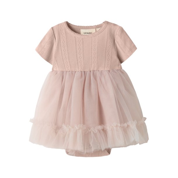 Lil' Atelier Kjolebody SS Fanella Tulle Peach Whip