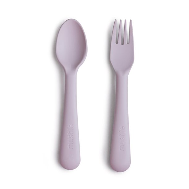 Mushie Brne Bestikst Ske og Gaffel Soft Lilac