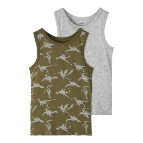 Name It Undertrjer 2-pak Tank Top Olive Night Dino