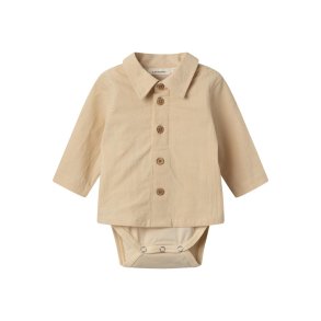 Lil' Atelier Skjorte Body LS Ruba Wood Ash