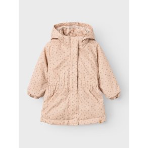 Lil' Atelier Jakke Gerda Padded Long AOP Rugby Tan