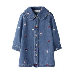 Name It Kjole Mini LS Emily Emb Medium Blue Denim