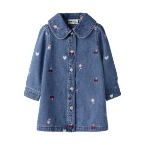 Name It Kjole Mini LS Emily Emb Medium Blue Denim