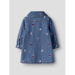Name It Kjole Mini LS Emily Emb Medium Blue Denim