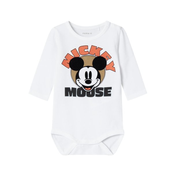 Name It Body LS Osi Mickey Mouse Bright White
