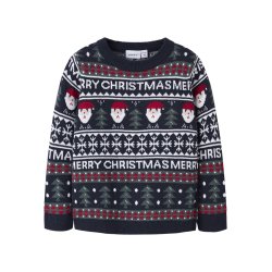 Name It Strik Bluse LS Mini Rastokka Christmas Dark Sapphire