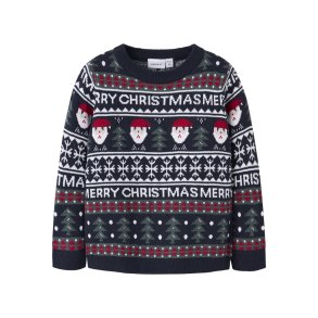 Name It Strik Bluse LS Mini Rastokka Christmas Dark Sapphire