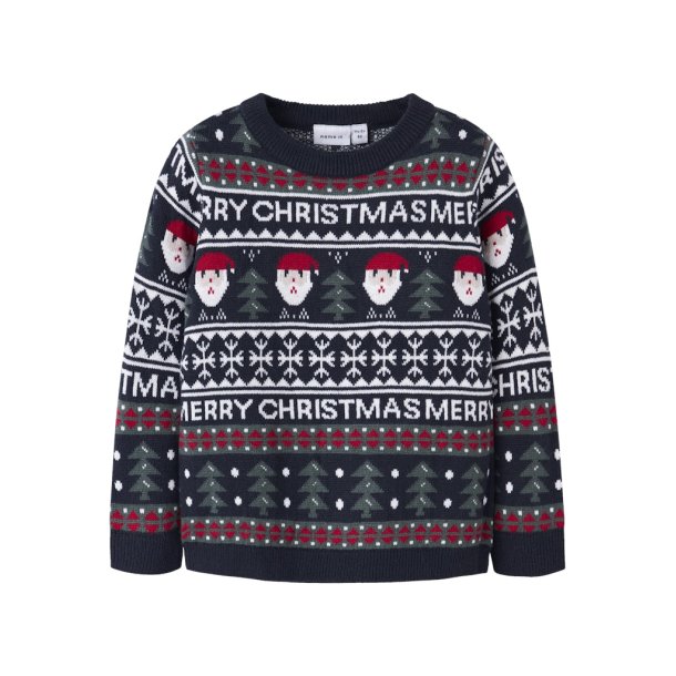 Name It Strik Bluse LS Mini Rastokka Christmas Dark Sapphire