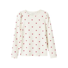Name It T-shirt LS Mini Heart XSL Cloud Dancer