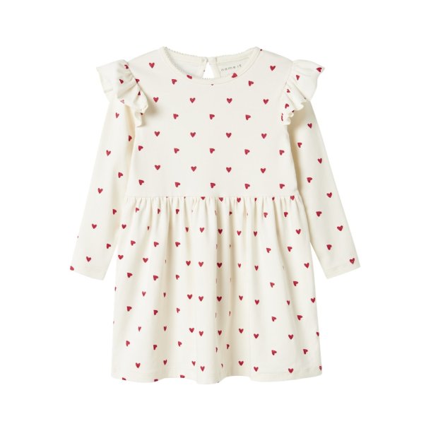 Name It Kjole LS Heart Cloud Dancer
