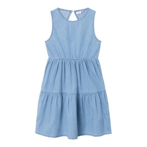 Name It Kjole SL Denim Signe Medium Blue Denim