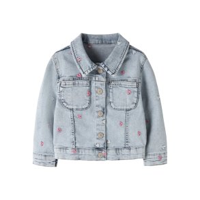 Name It Denim jakke Mini Elisa Emb Light Blue Bleached Denim
