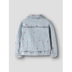 Name It Denim jakke Mini Elisa Emb Light Blue Bleached Denim