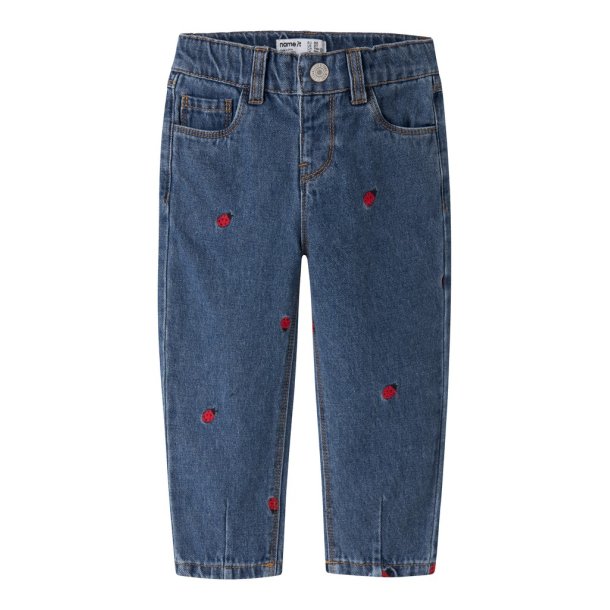 Name It Jeans Bella Mom Emb Ladybug Medium Blue Denim