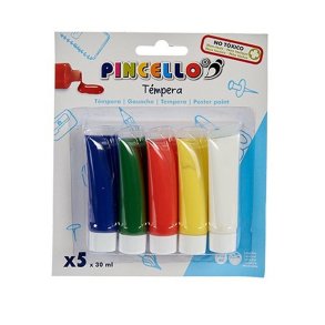 Pincello Tempera Multifarvest med 5 farver á 30 ml. 