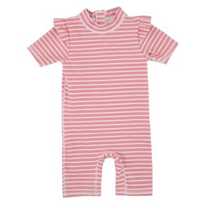 Petit Piao svmmedragt Striped m/flser Dark Peach/Cream