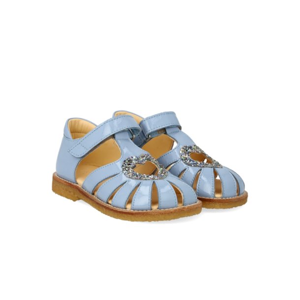 Angulus Sandal Hjertesandal med glitter Sky Blue